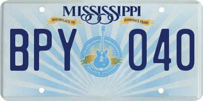 MS license plate BPY040