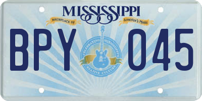 MS license plate BPY045