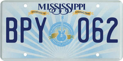 MS license plate BPY062