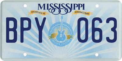 MS license plate BPY063