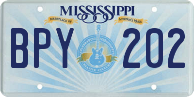 MS license plate BPY202
