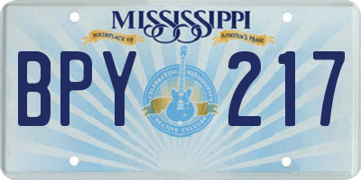 MS license plate BPY217