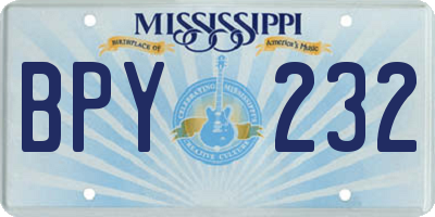 MS license plate BPY232