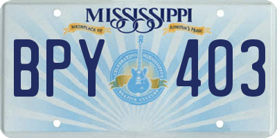 MS license plate BPY403