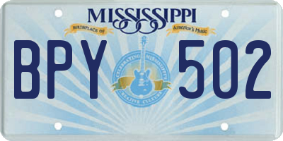MS license plate BPY502