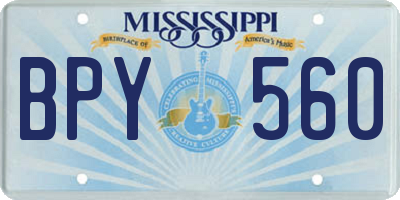 MS license plate BPY560