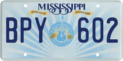 MS license plate BPY602