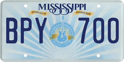 MS license plate BPY700