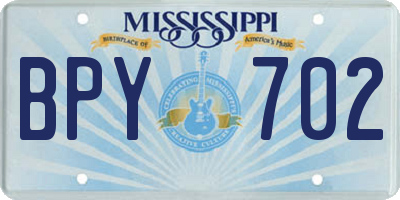 MS license plate BPY702