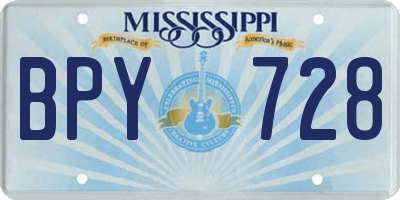 MS license plate BPY728