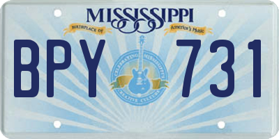 MS license plate BPY731