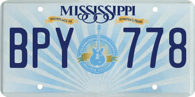 MS license plate BPY778