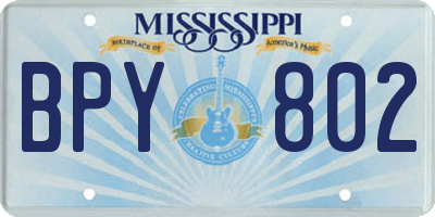 MS license plate BPY802