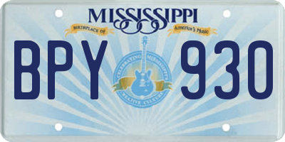 MS license plate BPY930