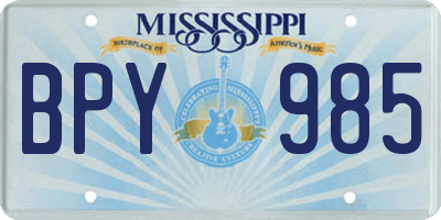 MS license plate BPY985