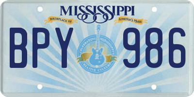MS license plate BPY986