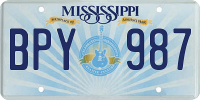 MS license plate BPY987
