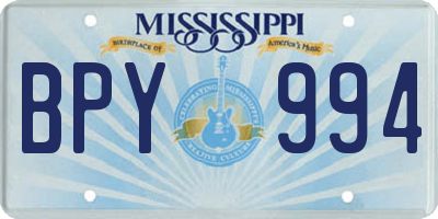 MS license plate BPY994