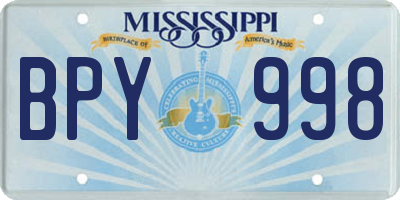 MS license plate BPY998