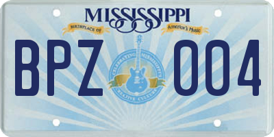 MS license plate BPZ004