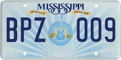 MS license plate BPZ009