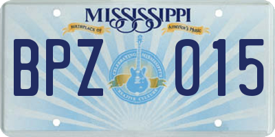 MS license plate BPZ015