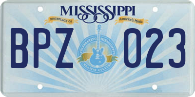 MS license plate BPZ023