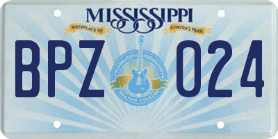MS license plate BPZ024