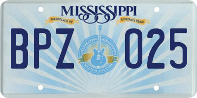 MS license plate BPZ025