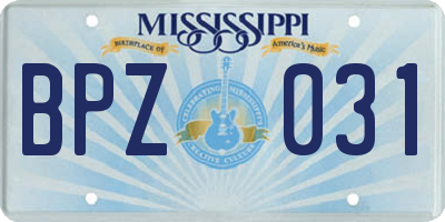 MS license plate BPZ031