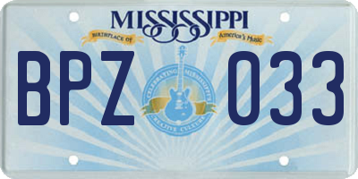 MS license plate BPZ033