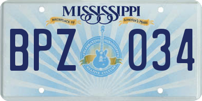 MS license plate BPZ034