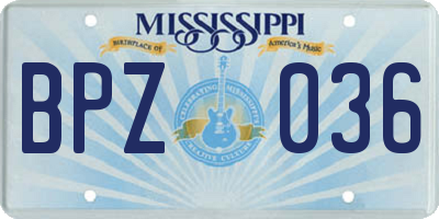 MS license plate BPZ036