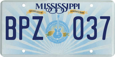 MS license plate BPZ037