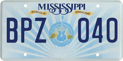 MS license plate BPZ040