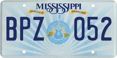 MS license plate BPZ052