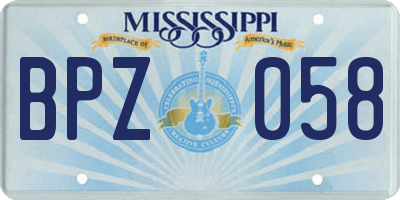 MS license plate BPZ058