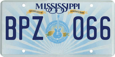 MS license plate BPZ066