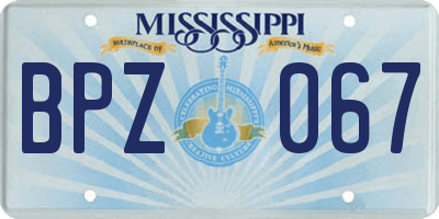 MS license plate BPZ067