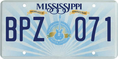 MS license plate BPZ071