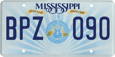MS license plate BPZ090