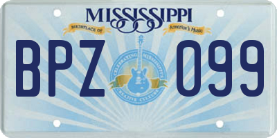 MS license plate BPZ099