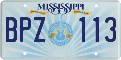 MS license plate BPZ113