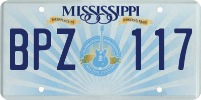 MS license plate BPZ117