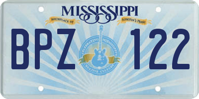 MS license plate BPZ122