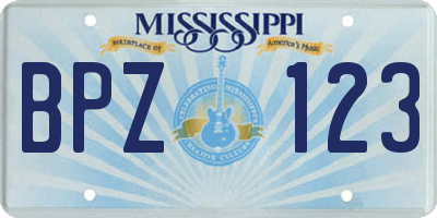MS license plate BPZ123