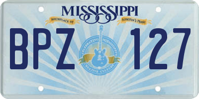 MS license plate BPZ127