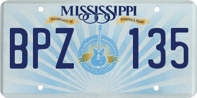 MS license plate BPZ135