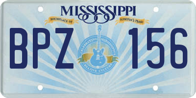 MS license plate BPZ156