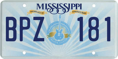 MS license plate BPZ181
